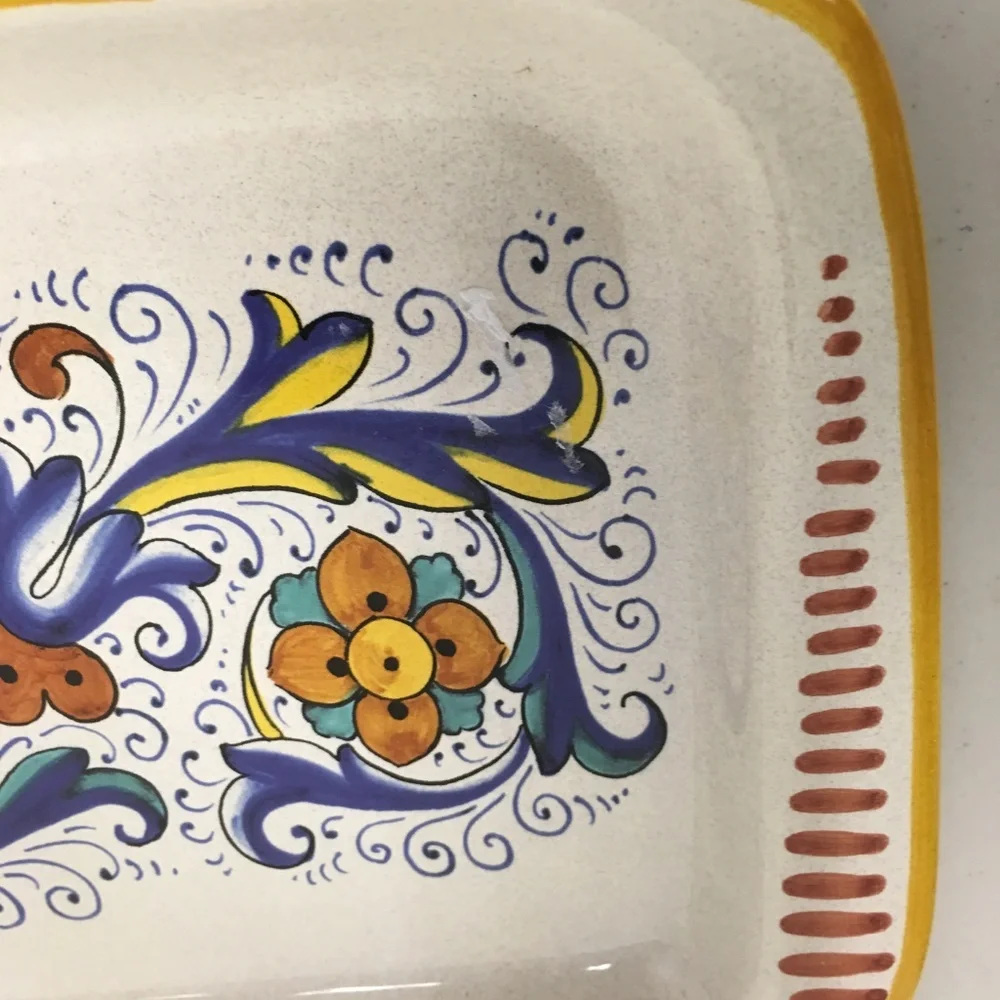 DERUTA ITALY RICCO MAJOLICA Platter 7 x 16 rectangular hand painted serving New